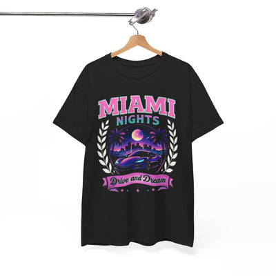 White Smoke Neon City Miami Nights Drive and Dream Graphic T-Shirt – Oversized Streetwear Tee