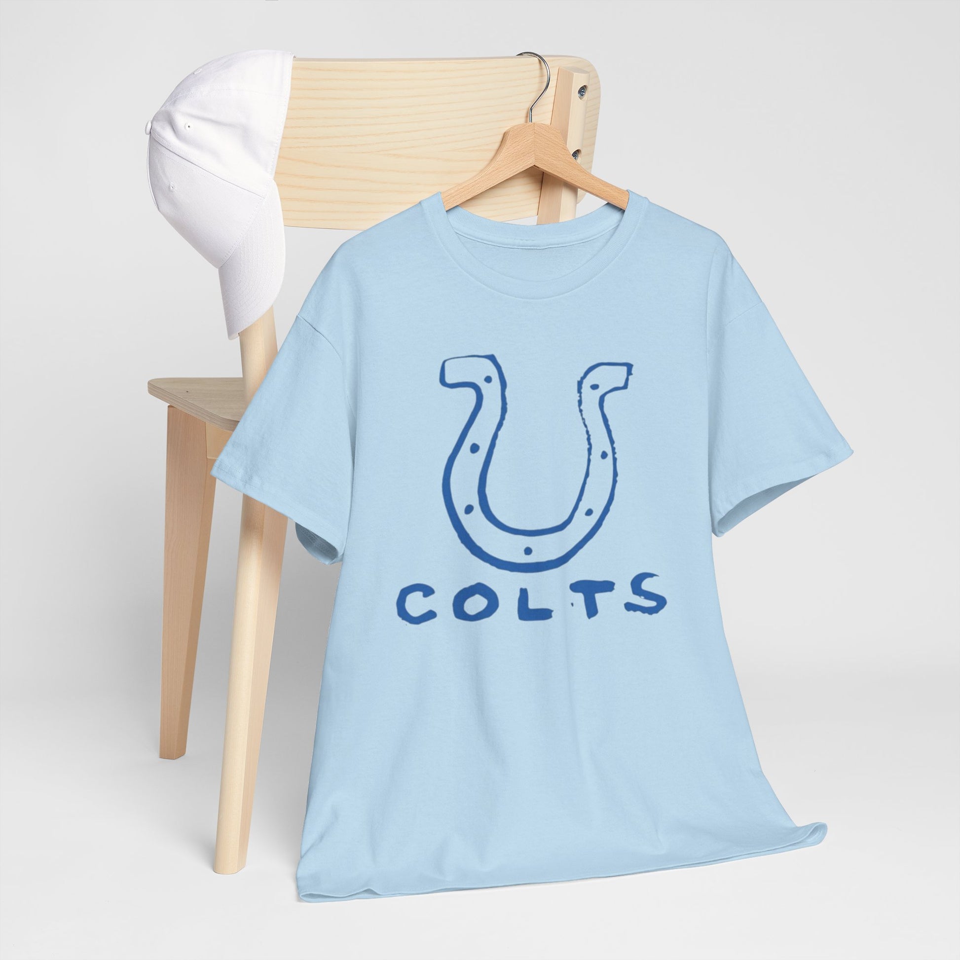 Light Blue Indianapolis Colts Horseshoe Graphic Tee — Vintage-Style Football Fan Shirt