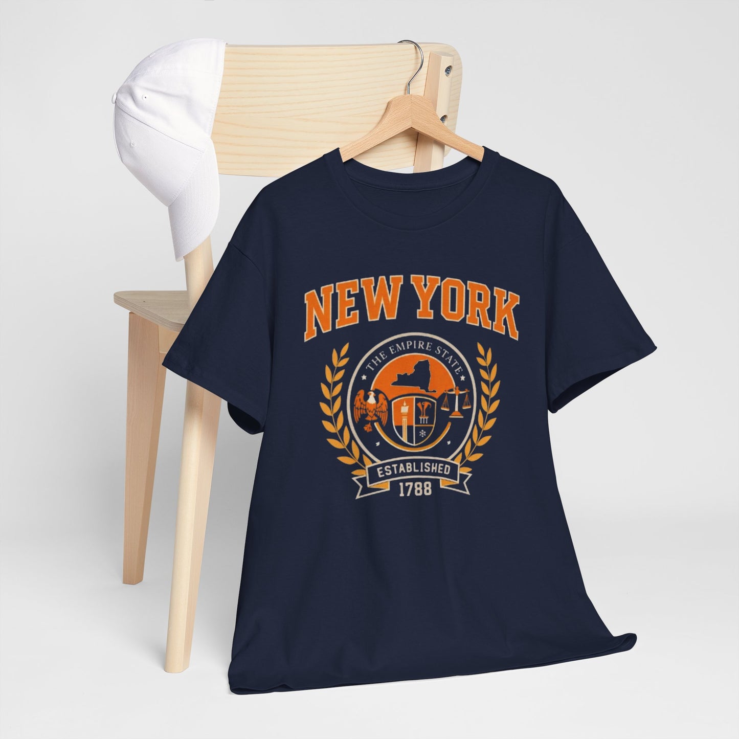 Dark Slate Gray New York Empire State Vintage Tee — Established 1788 City Skyline Shirt worn-in college style t-shirt
