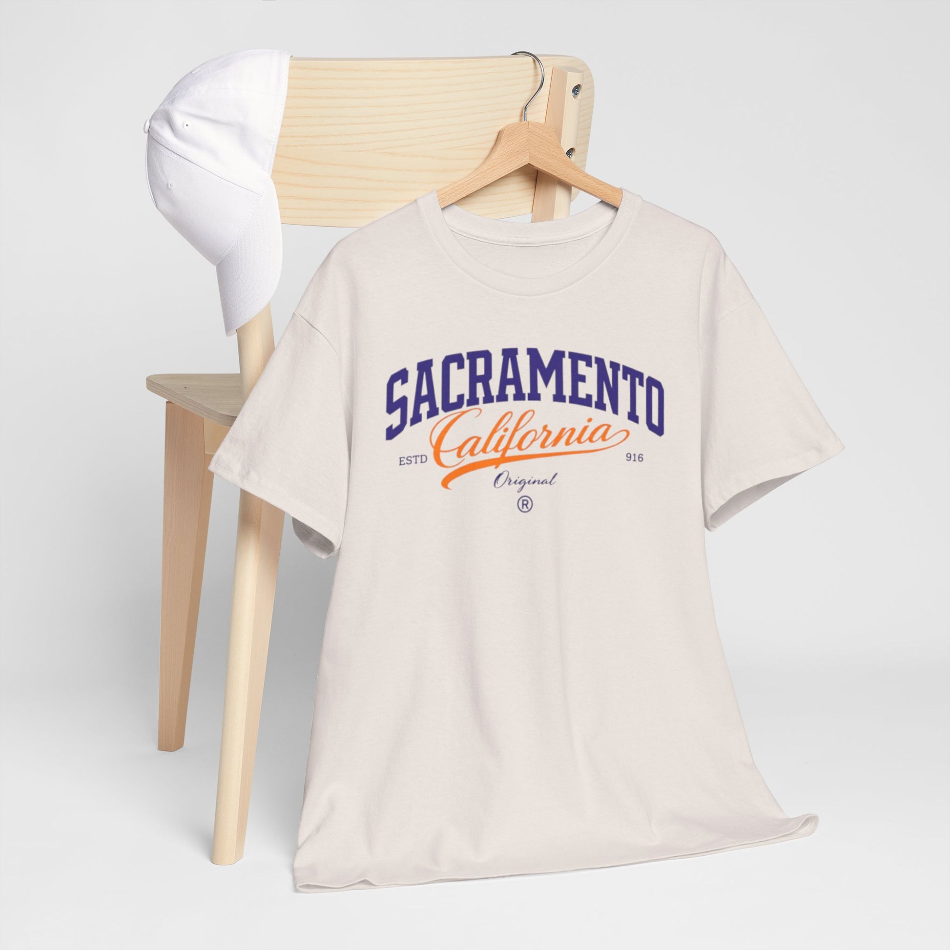 Light Gray Sacramento California Vintage Script T-Shirt — Retro City Tee