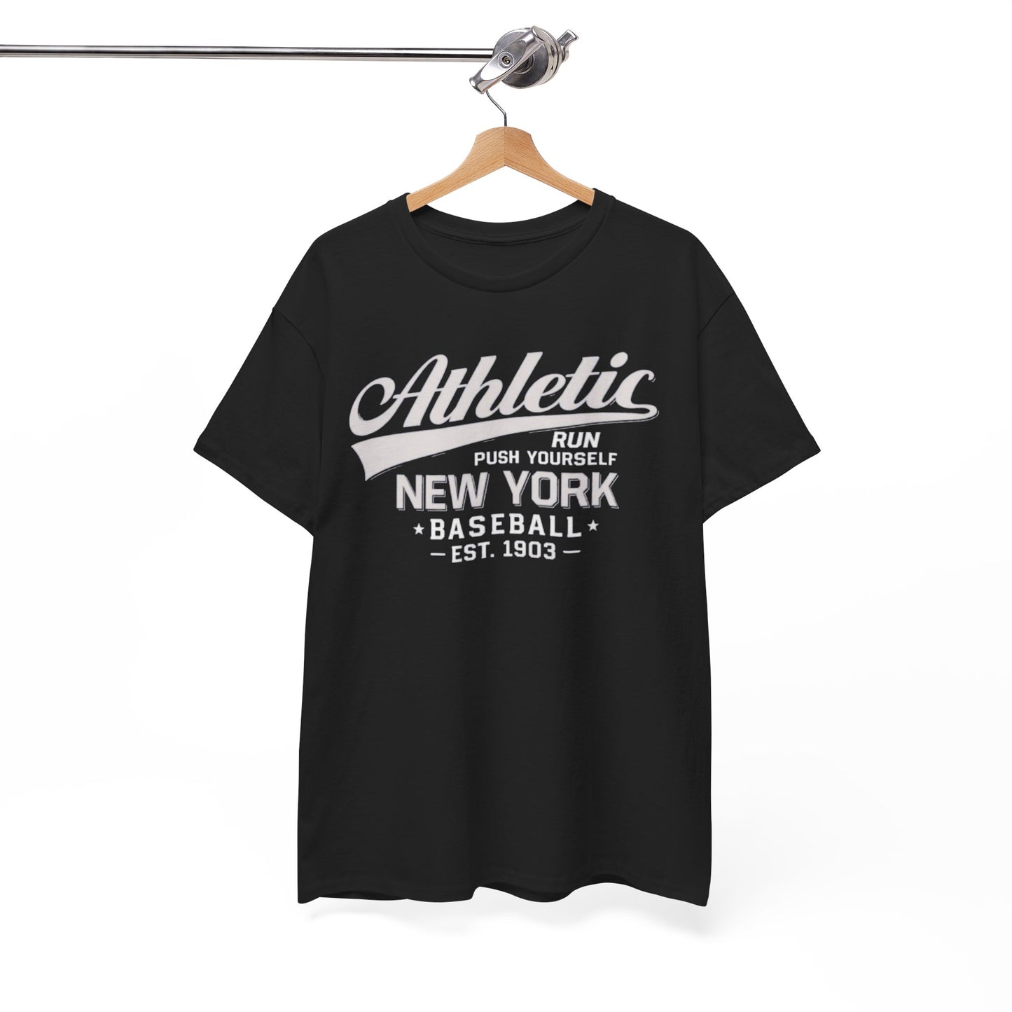 Athletic New York Baseball Tee — 'Athletic: Run, Push Yourself' Vintage Sport T-Shirt