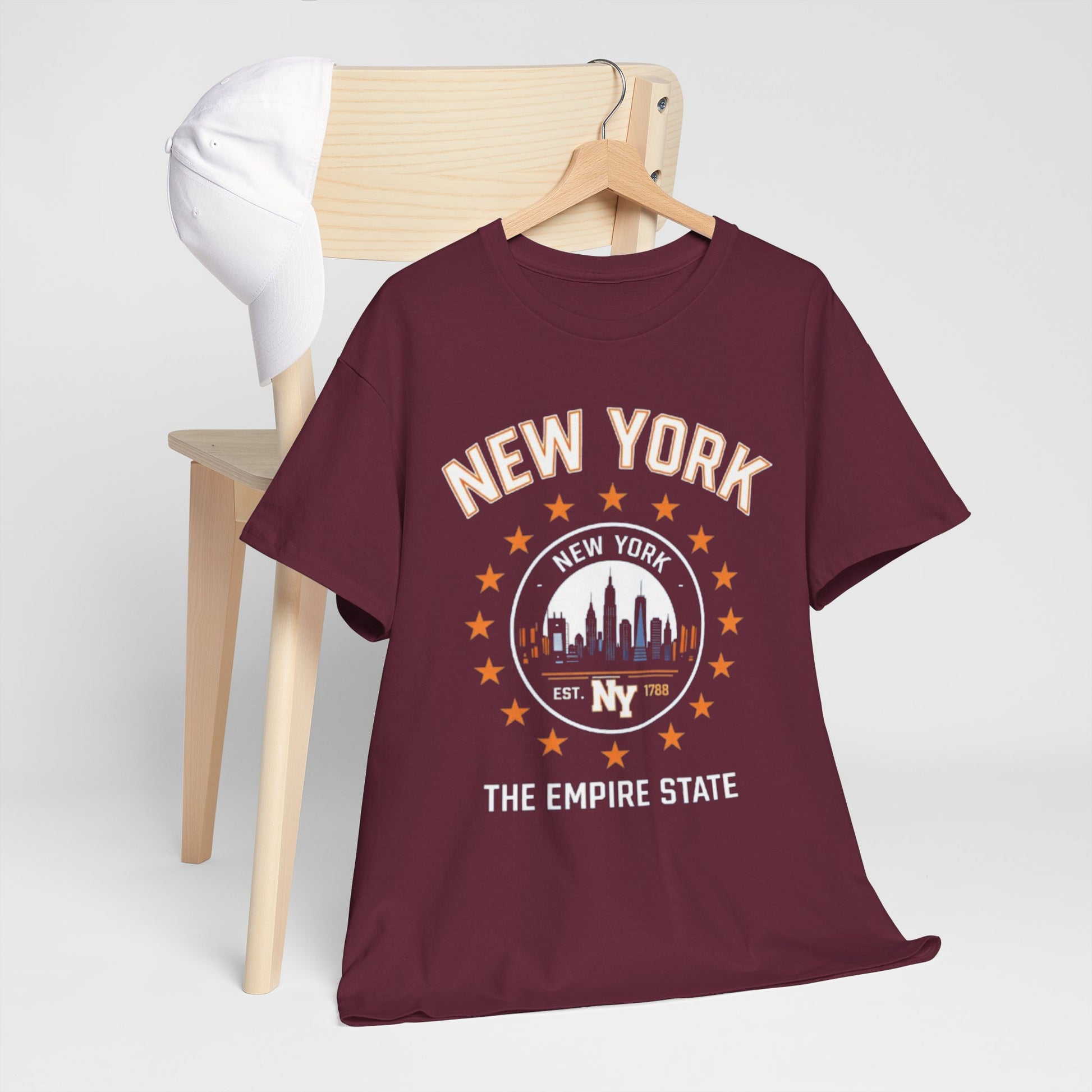 Lavender New York Skyline Tee — 'The Empire State' Vintage City Shirt