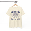 White Smoke Houston Athletic Dept. T-Shirt — USA Texas 1990 Vintage Collegiate Tee