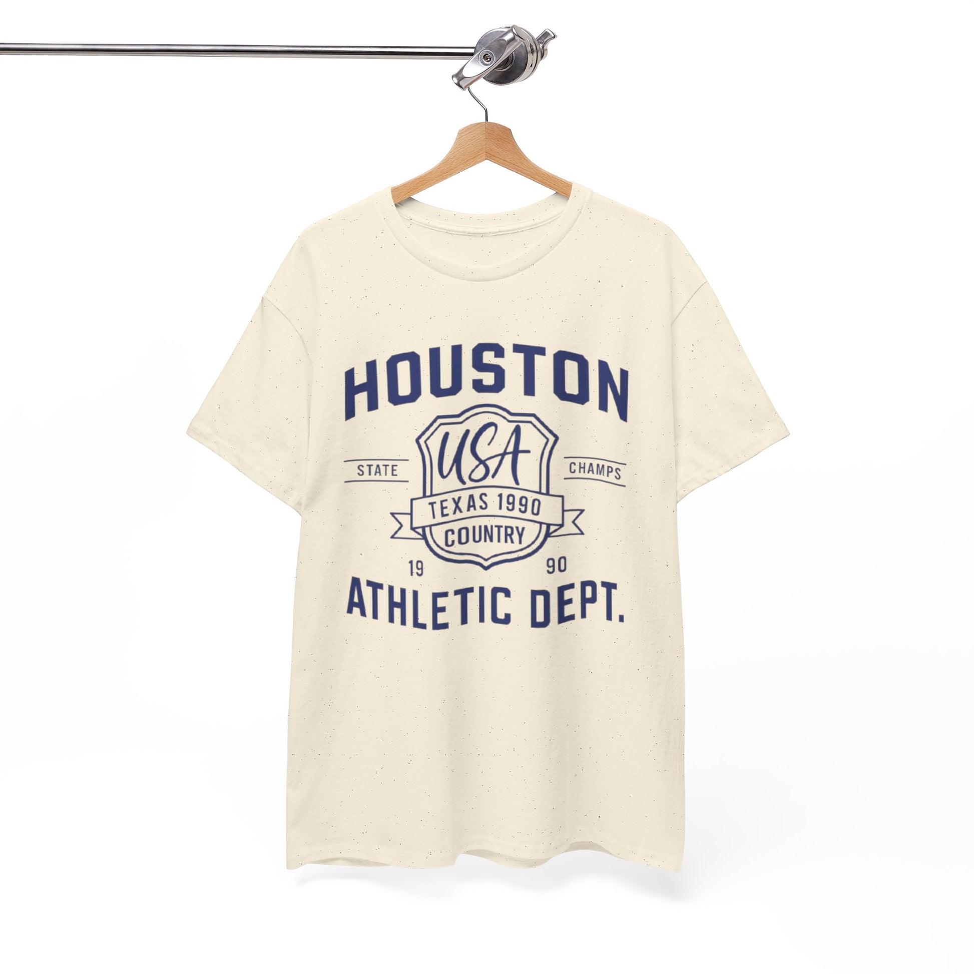 White Smoke Houston Athletic Dept. T-Shirt — USA Texas 1990 Vintage Collegiate Tee