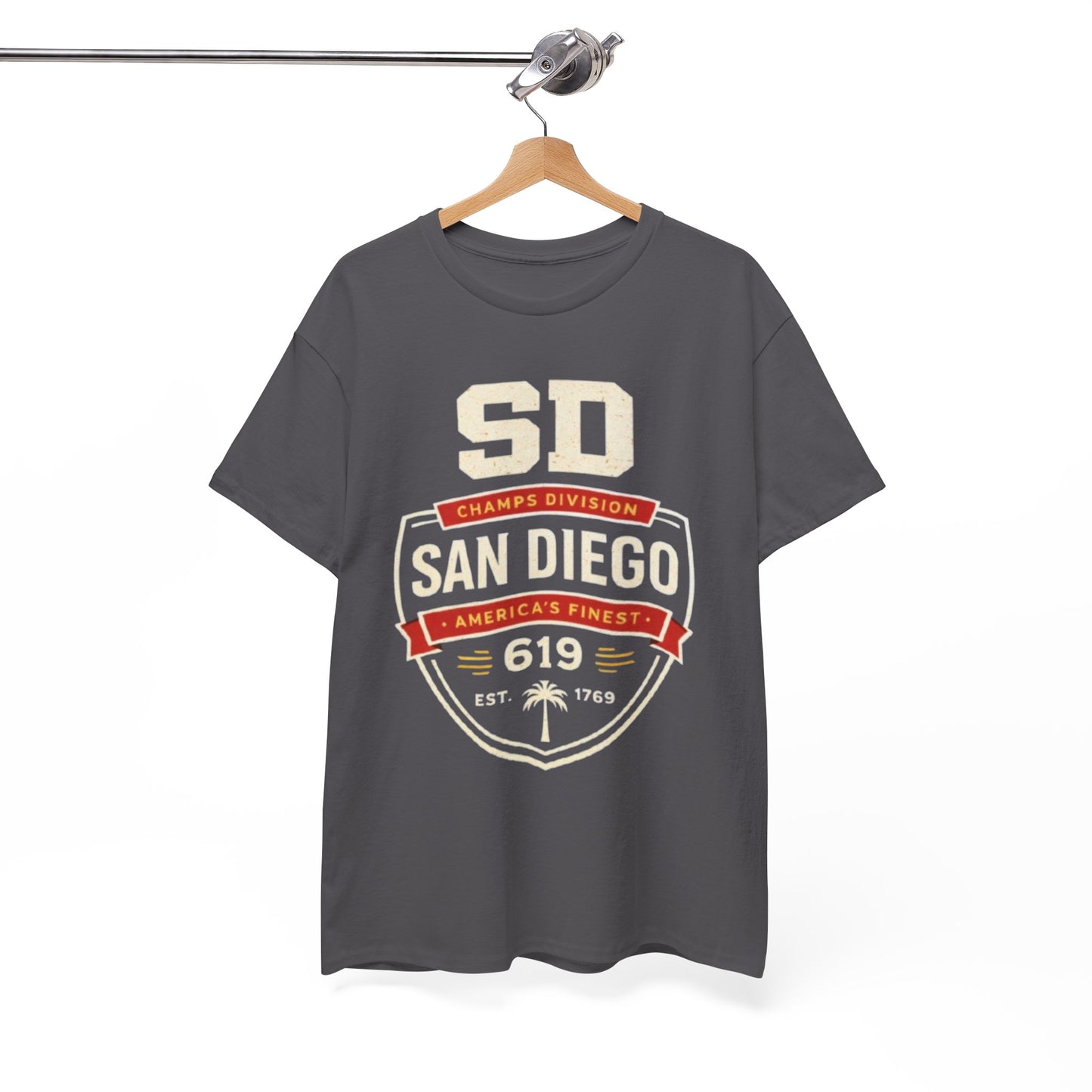 White Smoke San Diego 619 Badge T-Shirt — SD Champs Division Vintage Crest