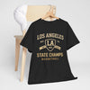 Dark Slate Gray Los Angeles State Champs Basketball T-Shirt – Oversized Urban Streetwear City Tee
