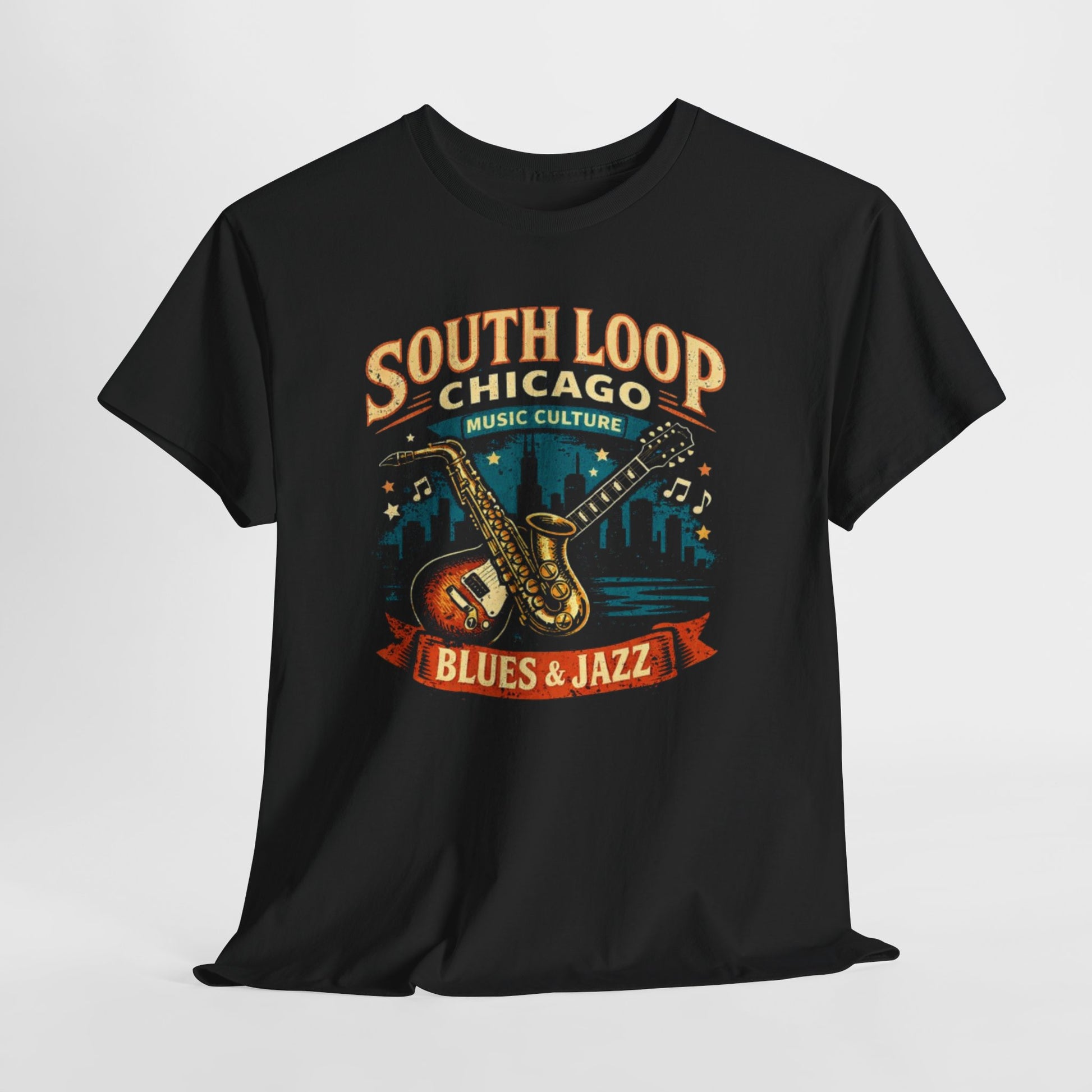 Dark Slate Gray South Loop Chicago Blues and Jazz T-Shirt – Vintage Music Culture Streetwear Tee