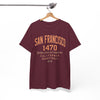 White Smoke San Francisco 1470 Basketball T-Shirt – California Golden State City Streetwear Tee