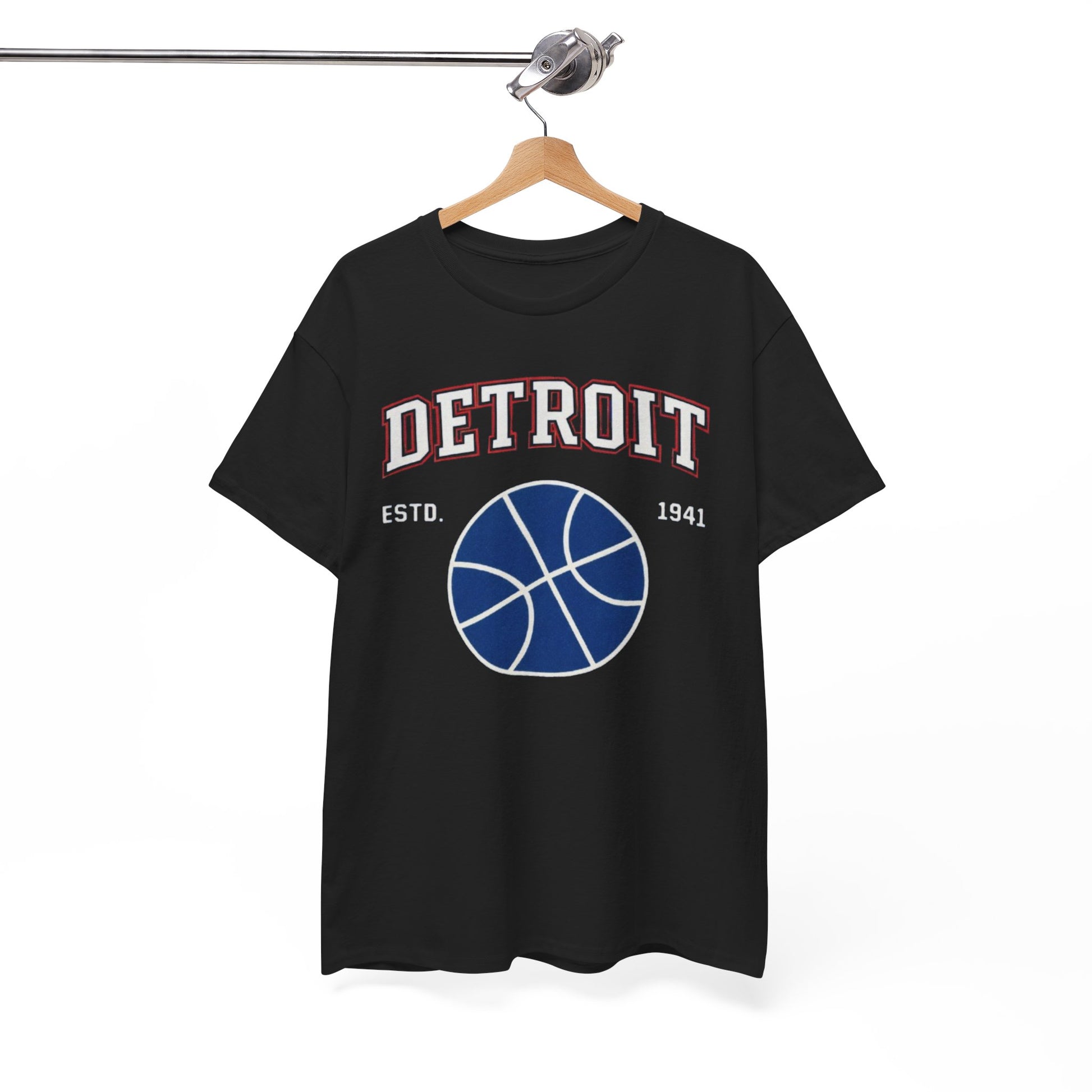 White Smoke Detroit Basketball Tee — EST. 1941 Vintage Sport Graphic Shirt