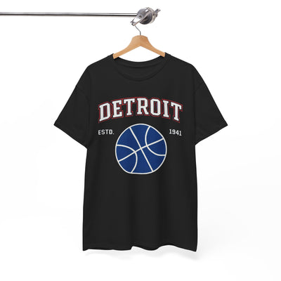 White Smoke Detroit Basketball Tee — EST. 1941 Vintage Sport Graphic Shirt