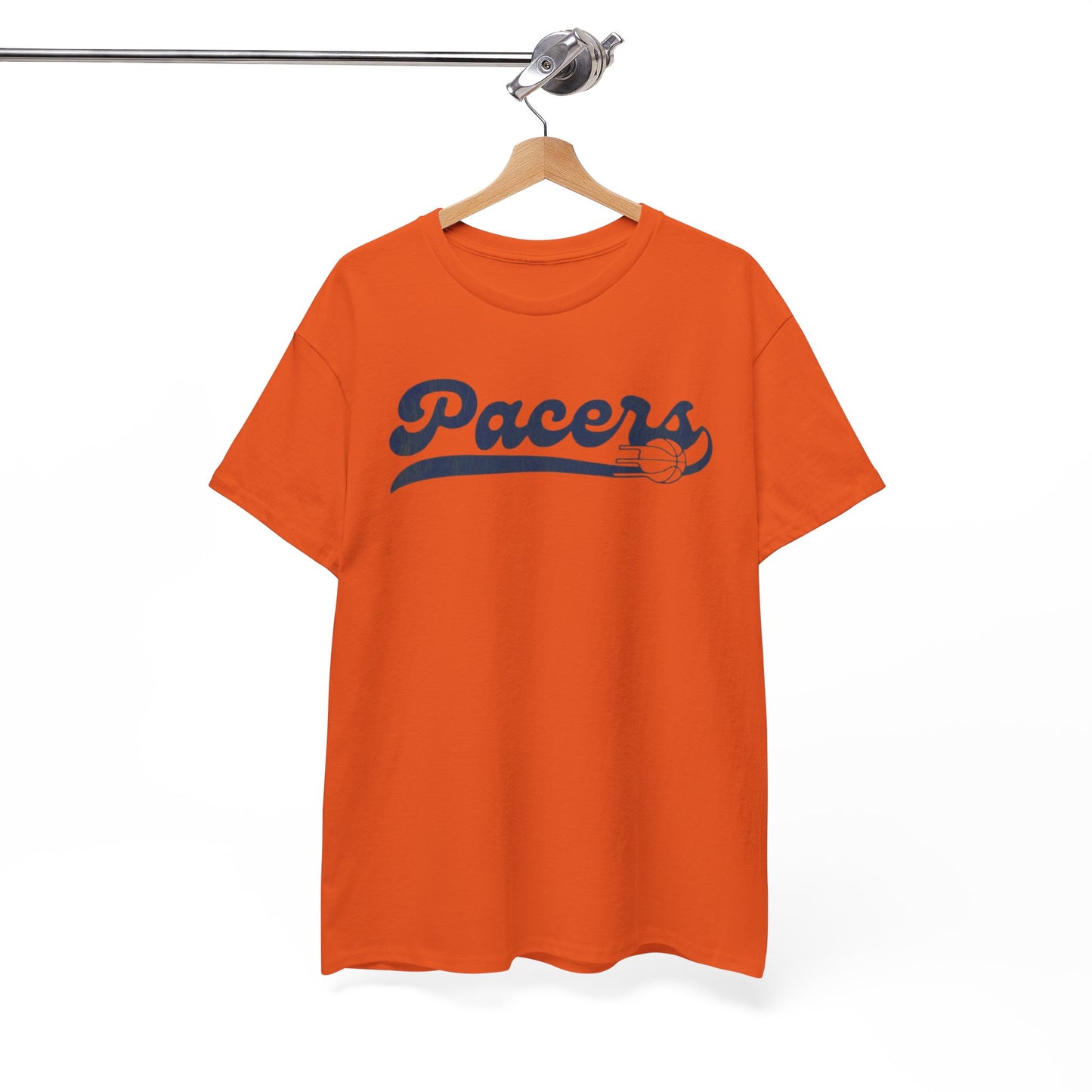 White Smoke Indiana Pacers  Script T‑Shirt — Retro Basketball Tee with Ball Accent