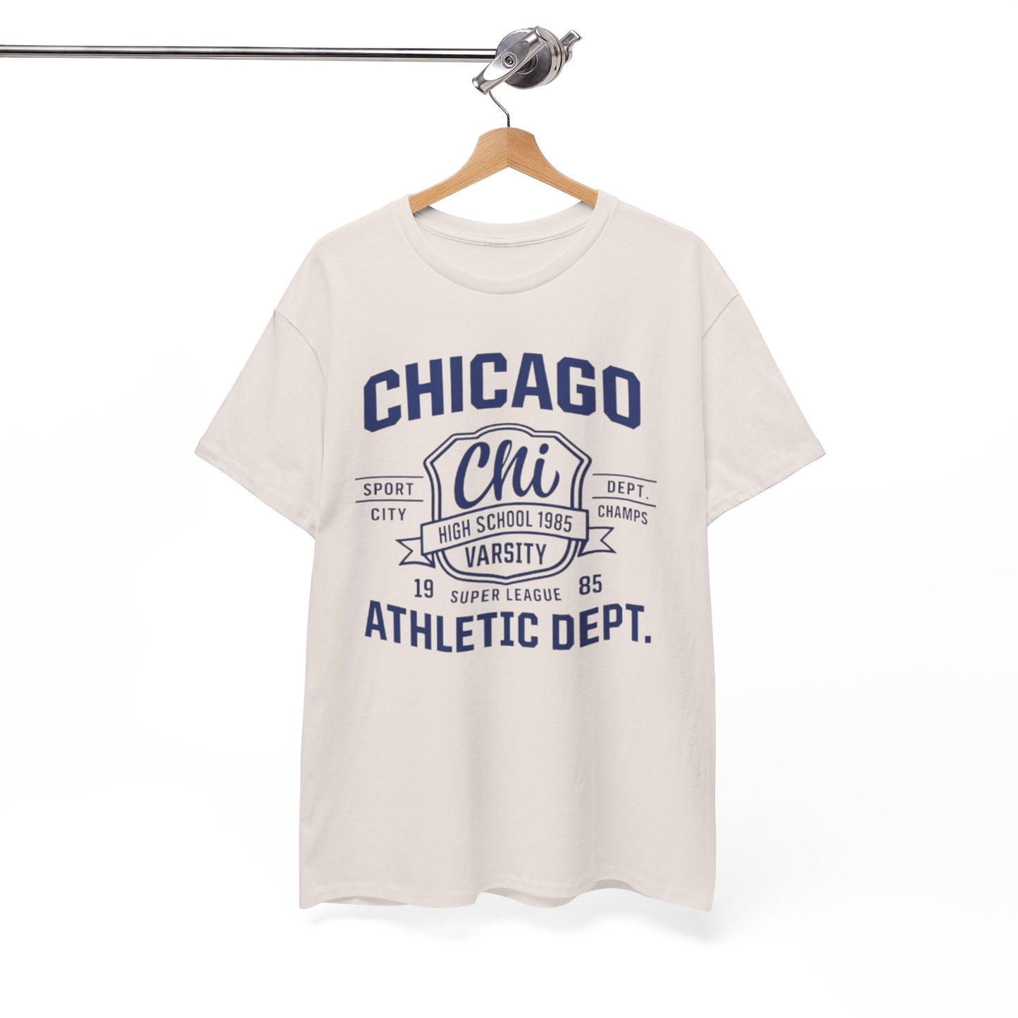 White Smoke Chicago Athletic Dept. Tee — Varsity Chi Vintage Sports T‑Shirt
