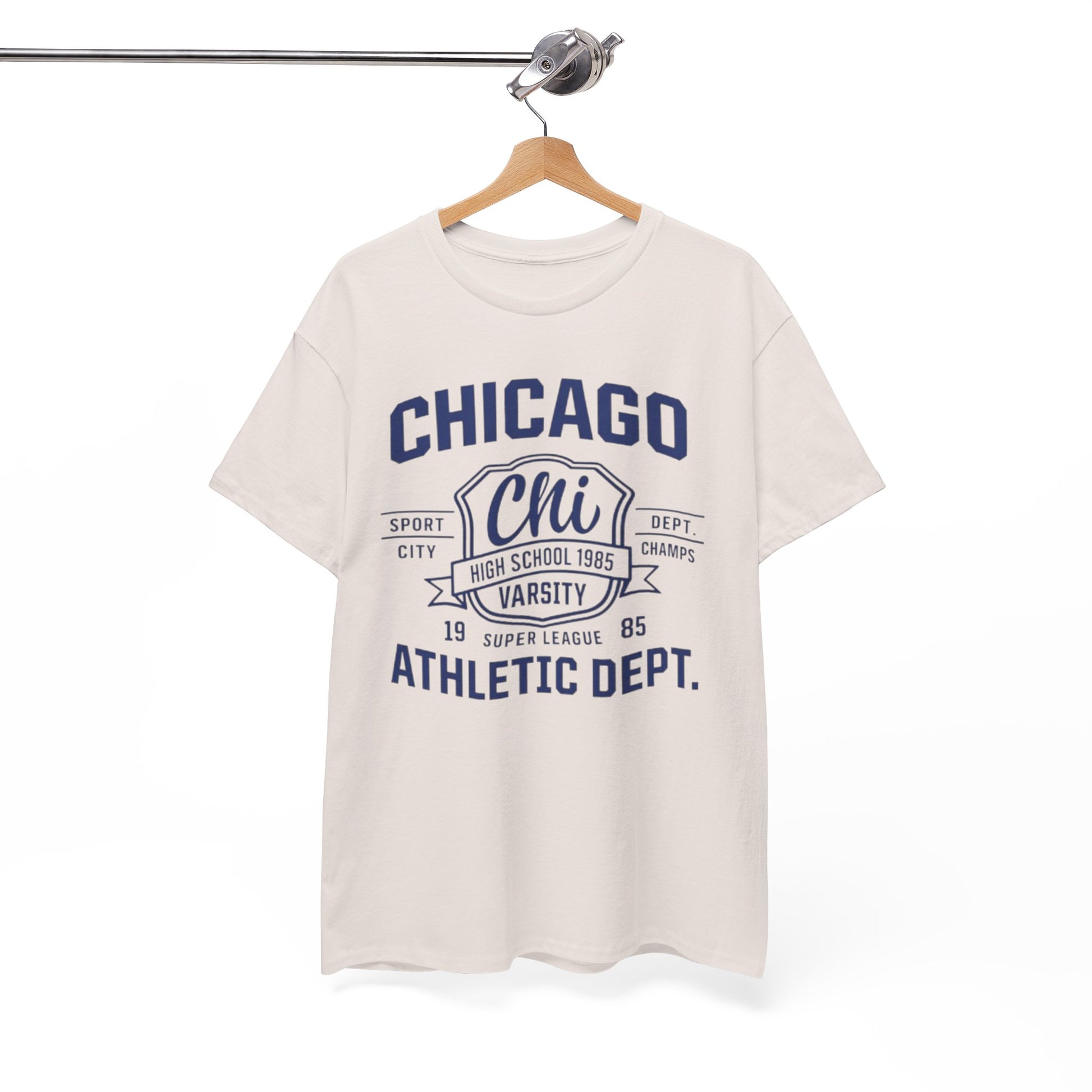White Smoke Chicago Athletic Dept. Tee — Varsity Chi Vintage Sports T‑Shirt