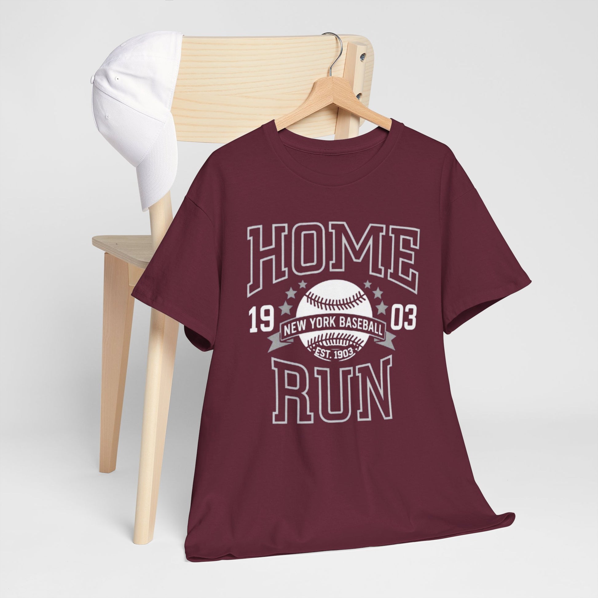 Dark Slate Gray Home Run Baseball Tee — Vintage New York Baseball Graphic T‑Shirt