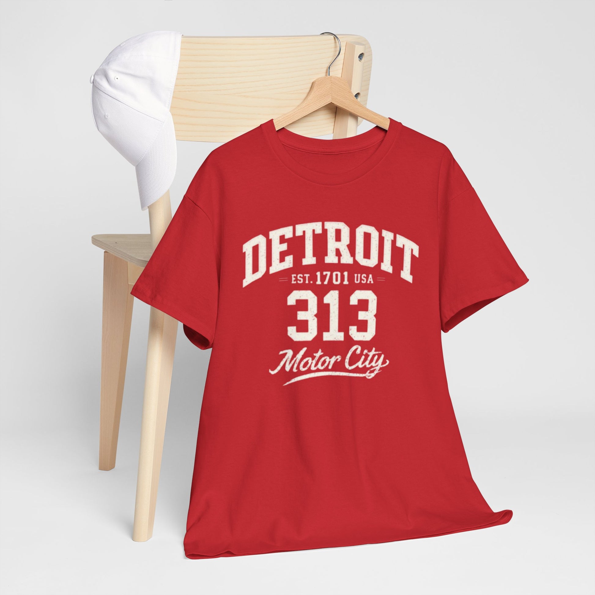 Firebrick Detroit 313 Motor City T-Shirt — Vintage City Tee
