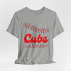 Lavender Cubs Baseball Tee — Vintage Script Baseball Stitch Design