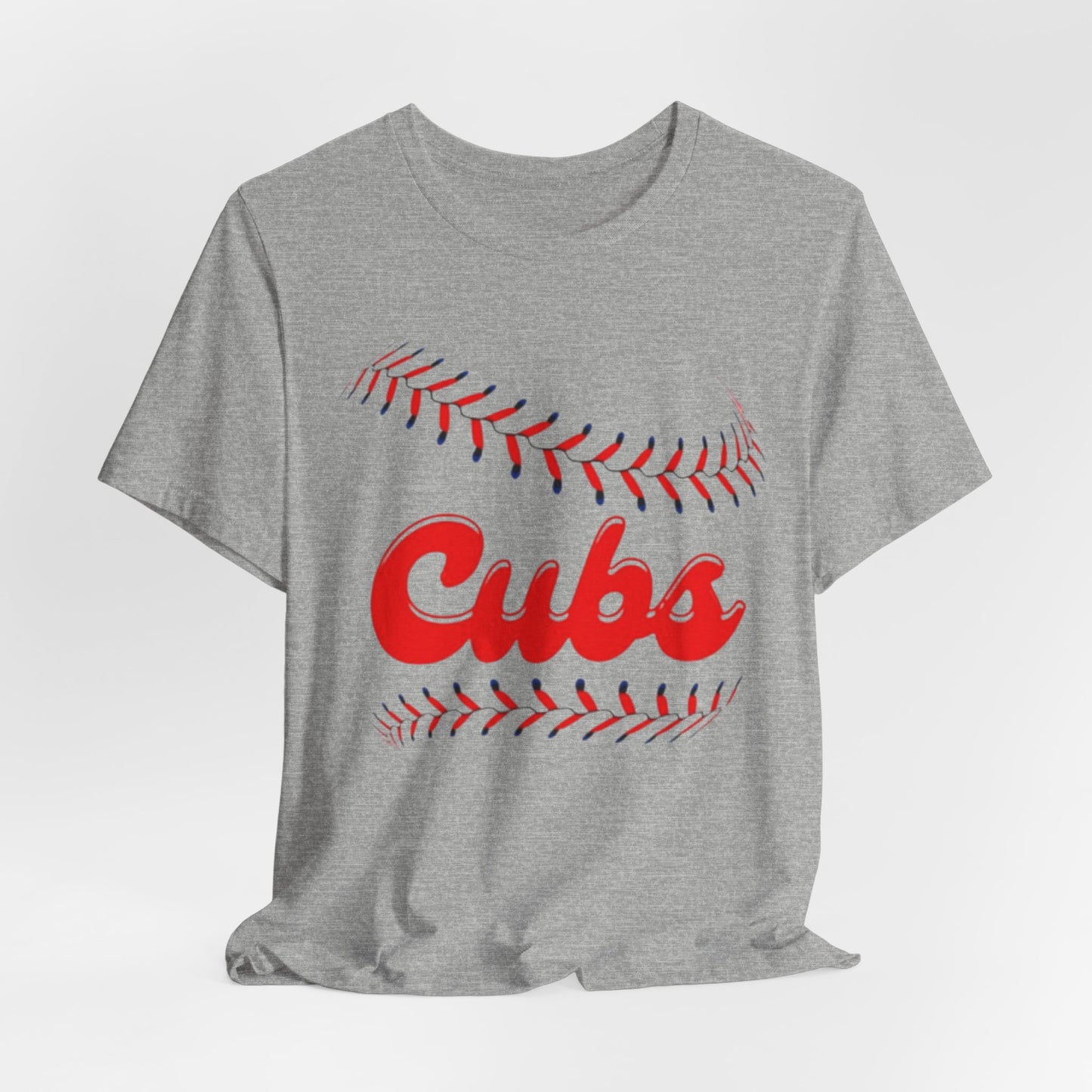 Cubs Baseball Tee — Vintage Script Baseball Stitch Design