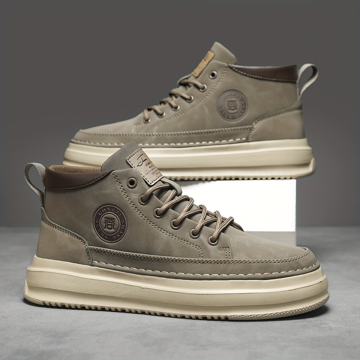 Men's Lightweight Platform Sneakers with Thick Sole - Mid-Top Casual Sports Shoes,  Upper & Cushioned Footbed for, Outdoor, Gym, Streetwear - All-Season Round Toe Design (Men's Fashion)