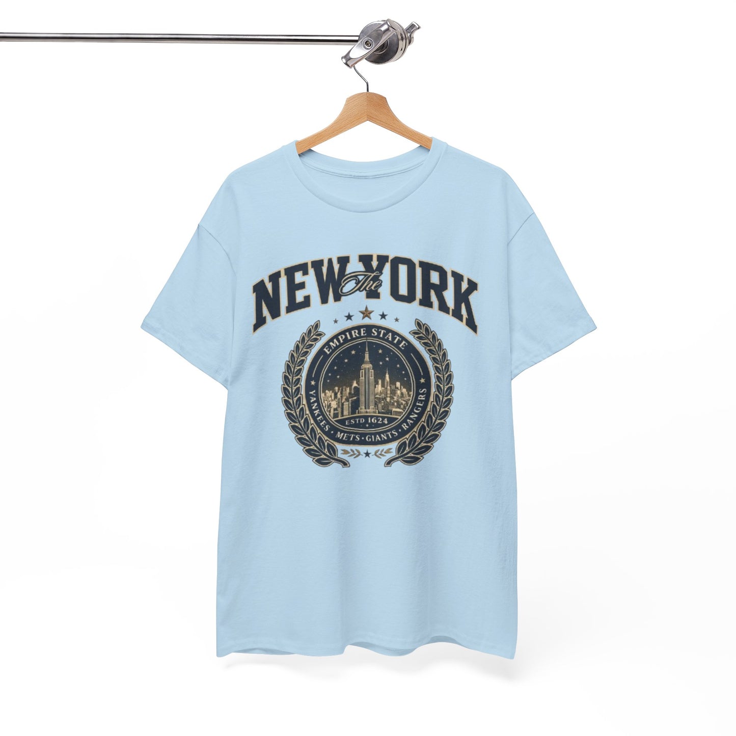 New York Vintage Crest Tee arched collegiate lettering t-shirt