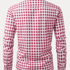 Rosy Brown 1pc Printed Plaid Long-sleeve Shirt with Lapel and Button-up Cardigan Style Casual Shirt