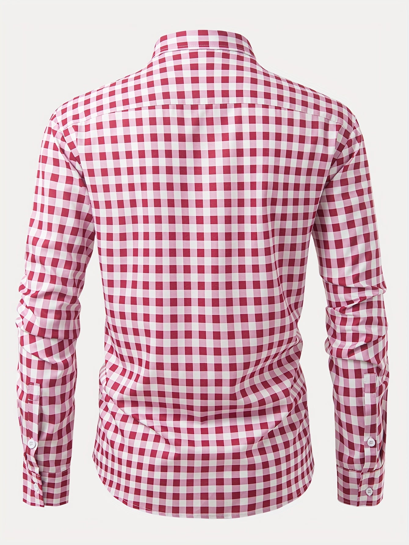 1pc Printed Plaid Long-sleeve Shirt with Lapel and Button-up Cardigan Style Casual Shirt