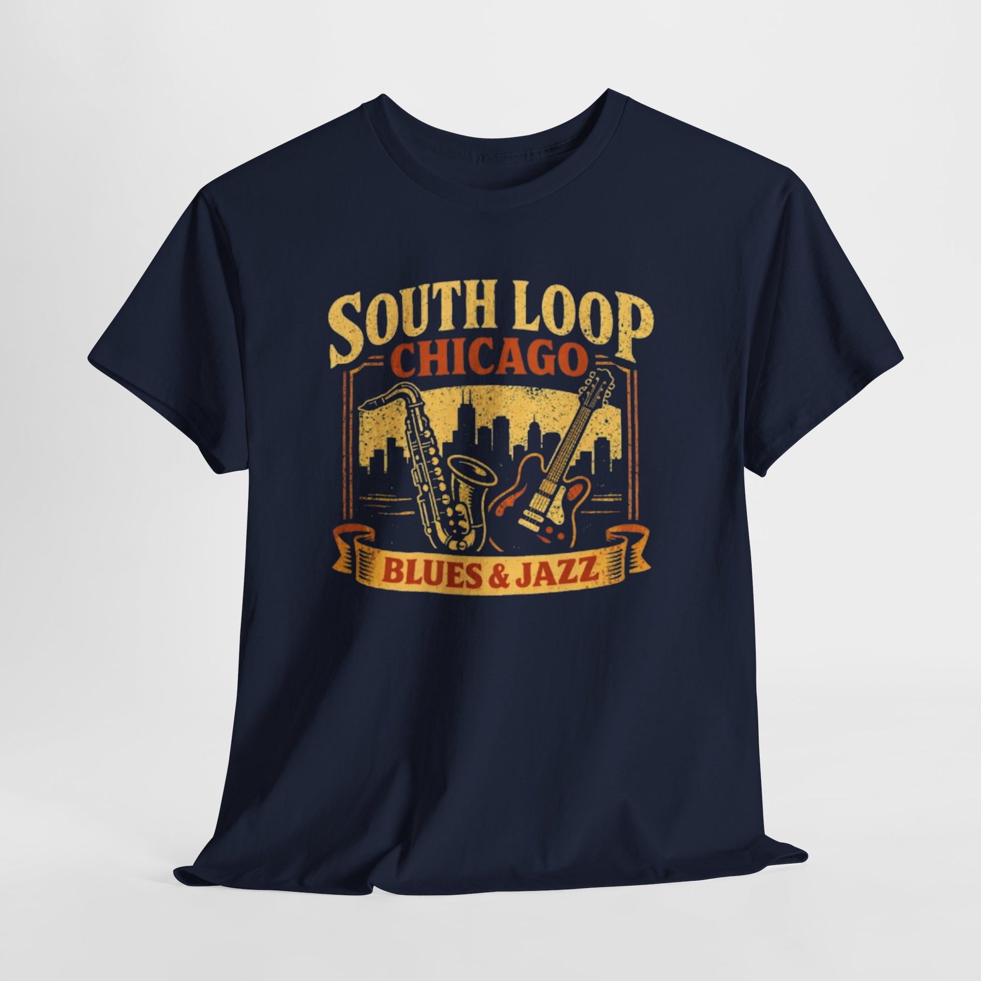 South Loop Chicago Music  Blues & Jazz T-Shirt – Vintage Music Culture Graphic Tee – game day outfit, football shirt, image 1.0
