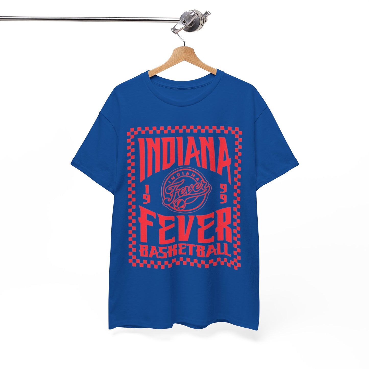 White Smoke Indiana Fever Basketball Tee — Retro Red Checkerboard Team Shirt