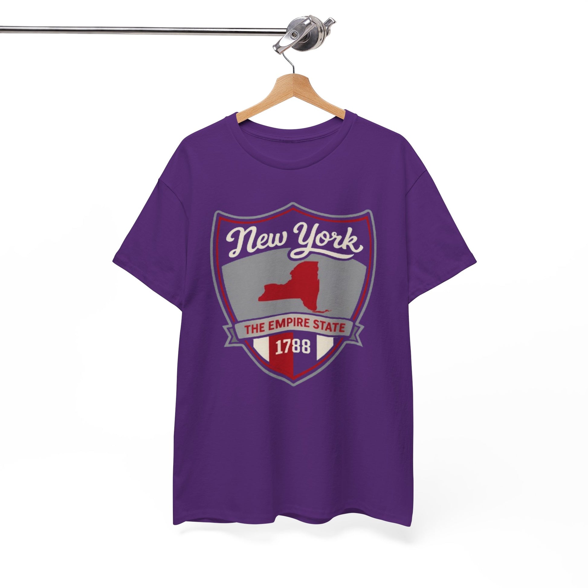 White Smoke New York Shield T‑Shirt — The Empire State 1788 Retro Badge Tee