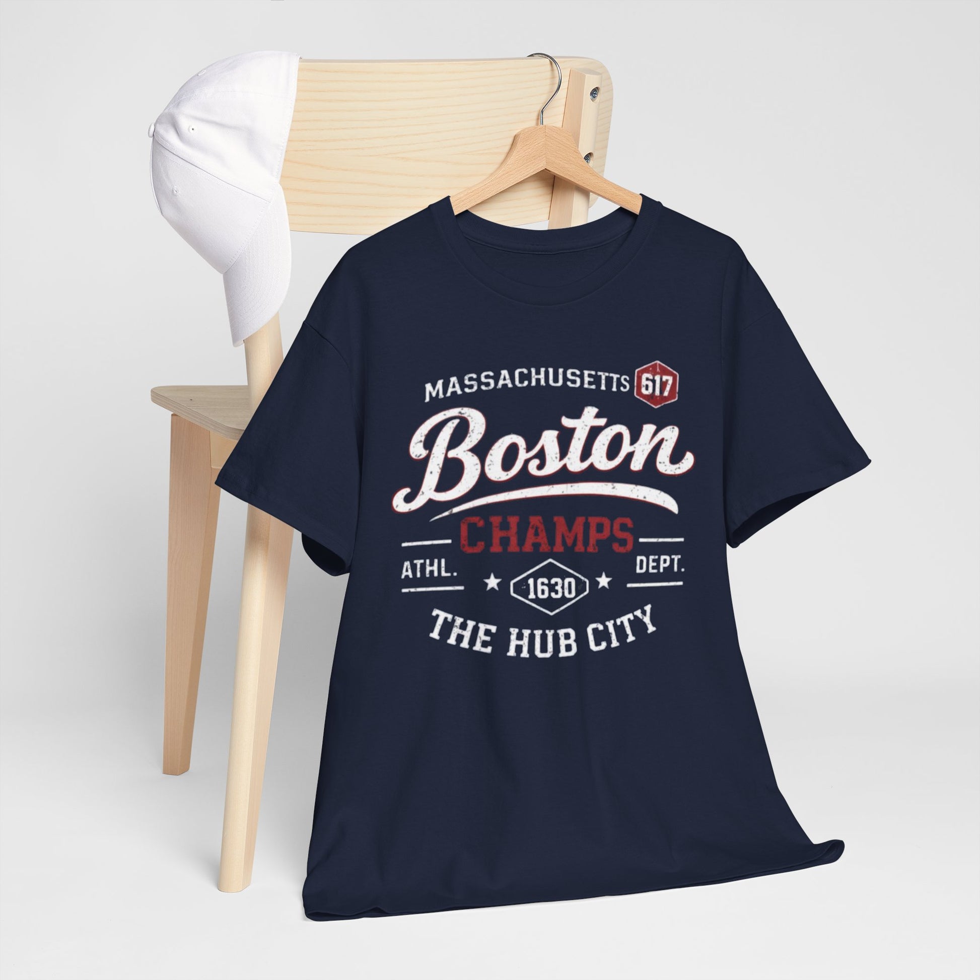 Dark Slate Gray Boston Champs T‑Shirt — The Hub City Retro Athletic Tee