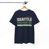 White Smoke Seattle Washington Retro Striped Tee — Emerald City Graphic T‑Shirt
