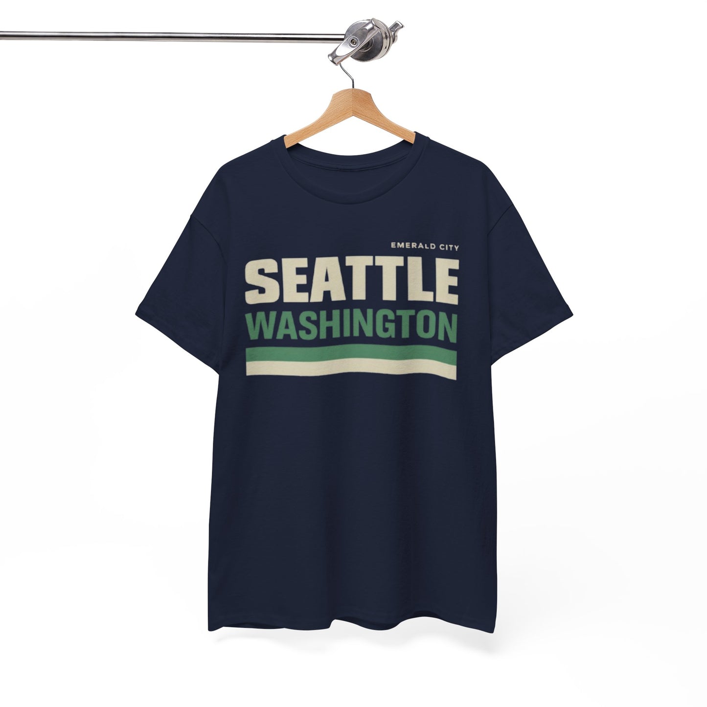 Seattle Washington Retro Striped Tee — Emerald City Graphic T‑Shirt