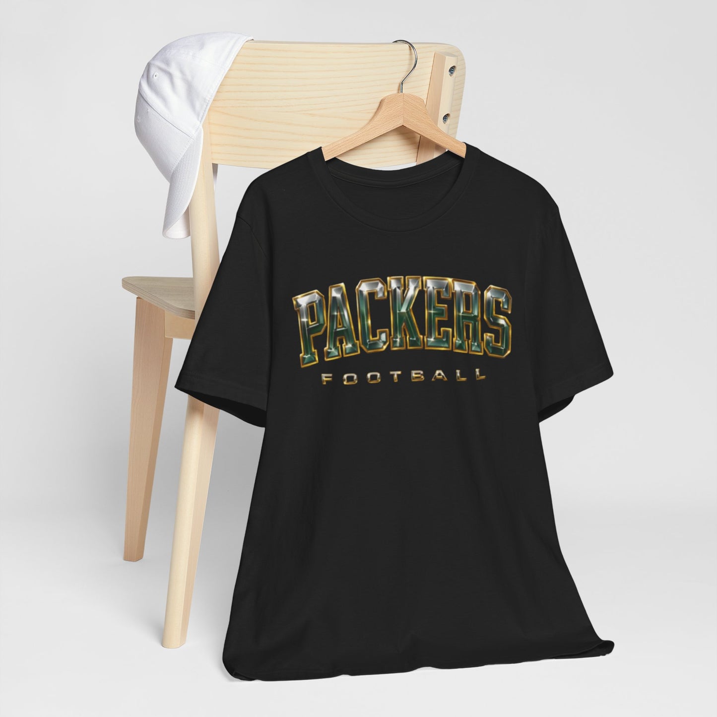 Dark Slate Gray Packers Football T‑Shirt — Vintage Camo Lettering Tee
