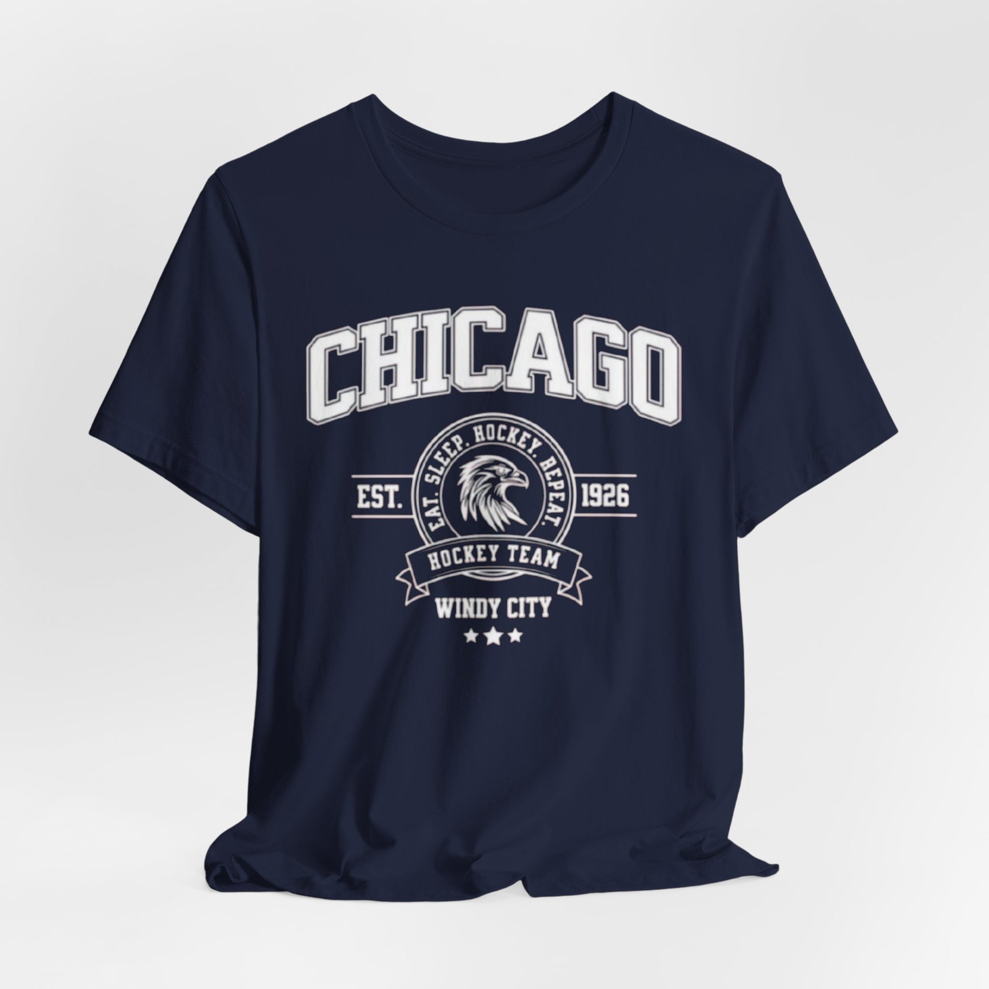 Dark Slate Gray Chicago Hockey Team Tee — Windy City Vintage Hockey Shirt