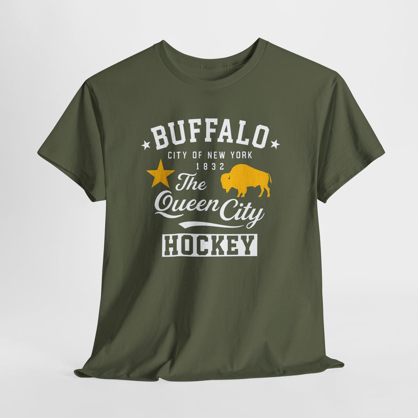 Buffalo City T‑Shirt – Gold Star & Bison Graphic Tee