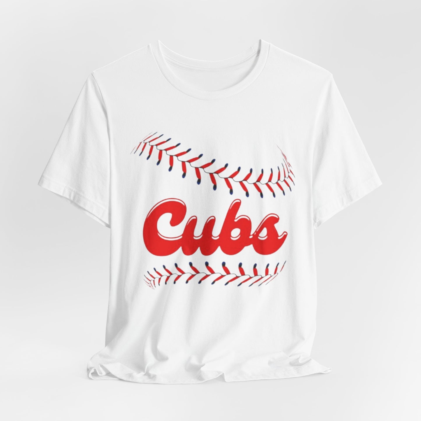 Cubs Baseball Tee — Vintage Script Baseball Stitch Design