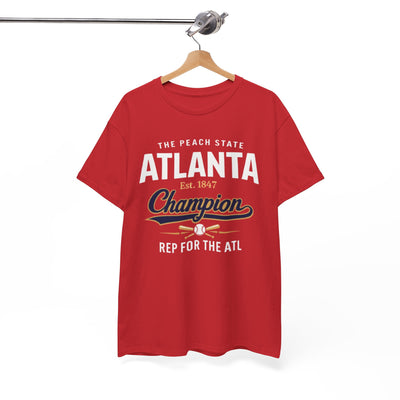 Atlanta Champion T-Shirt — The Peach State "Rep for the ATL" Graphic Tee – game day outfit, football shirt, image 1.0