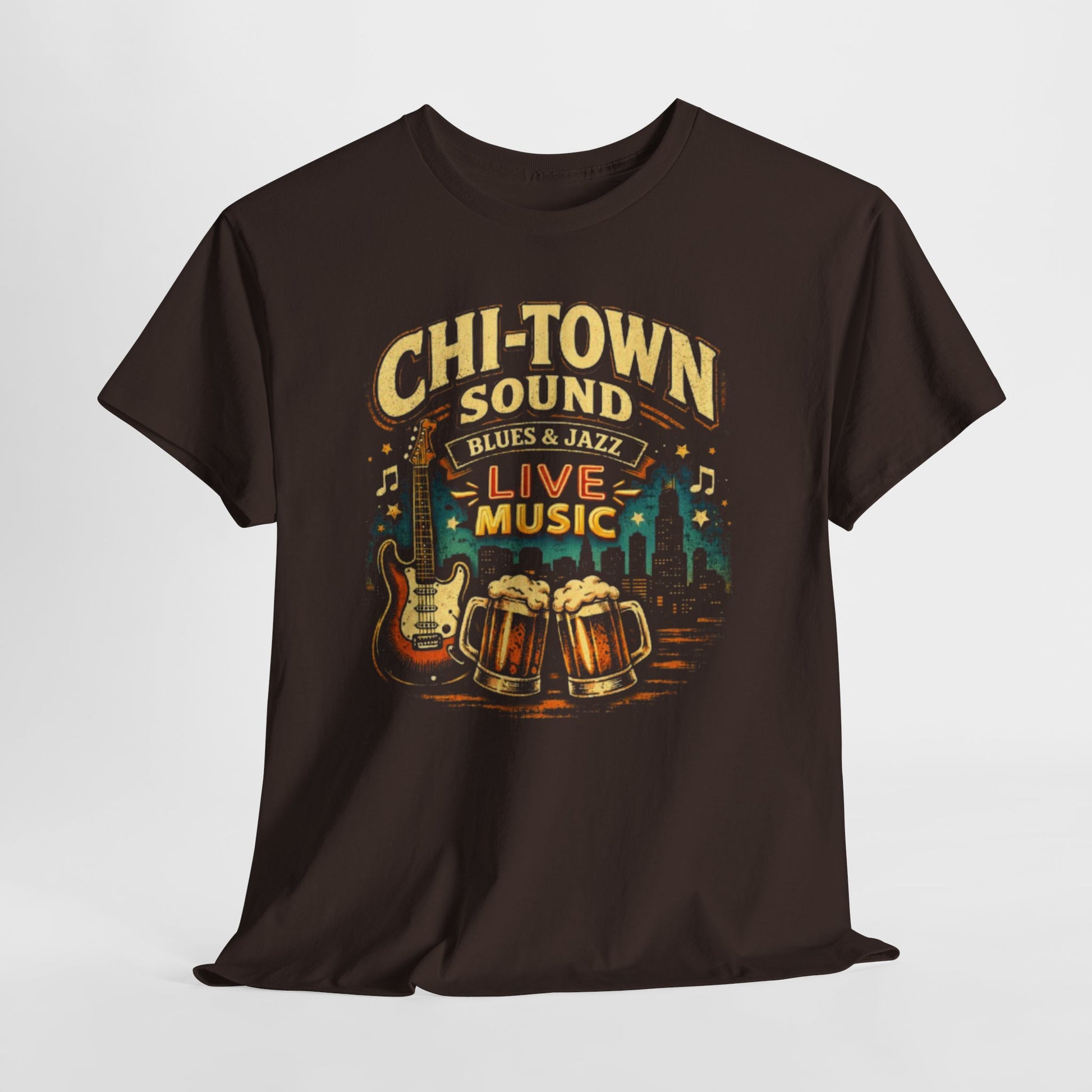Dark Slate Gray Chi-Town Sound Blues and Jazz Live Music T-Shirt – Chicago Vintage Music Graphic Tee
