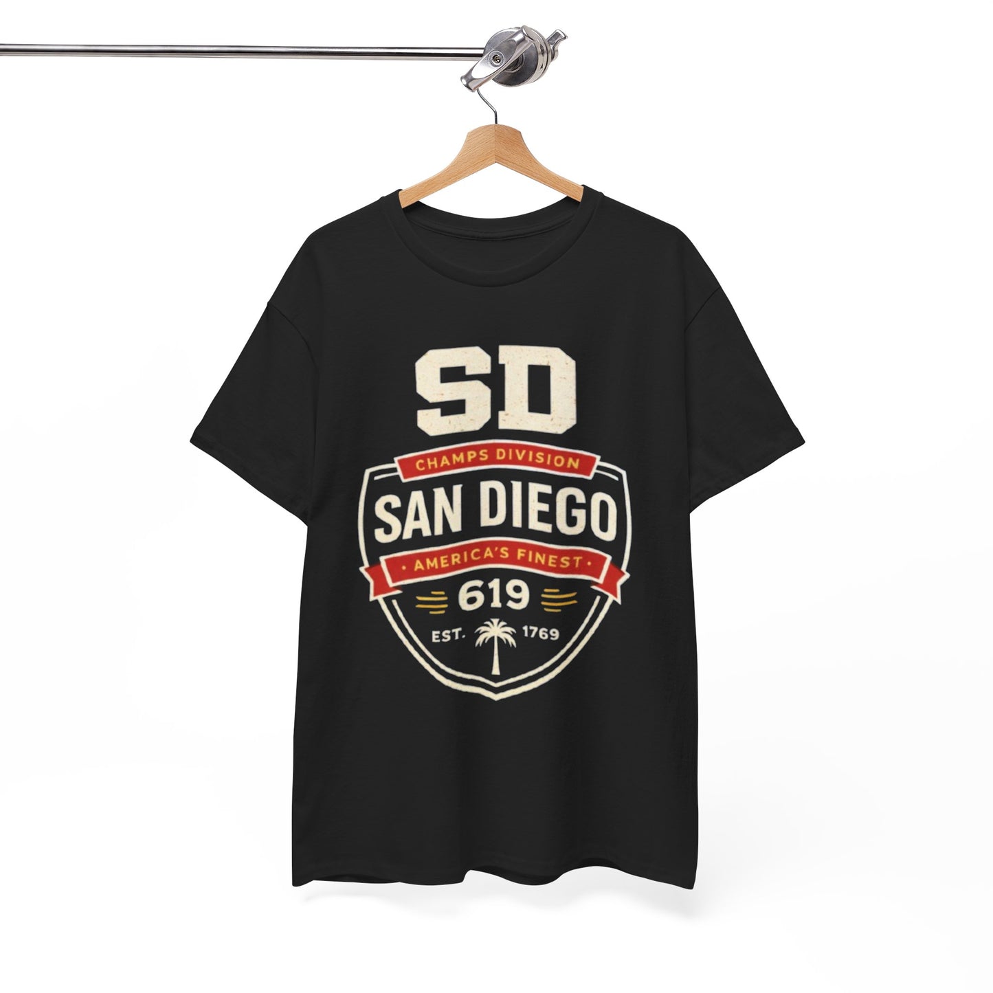White Smoke San Diego 619 Badge T-Shirt — SD Champs Division Vintage Crest