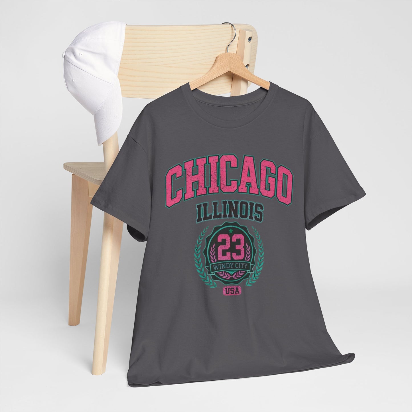 Dim Gray Chicago Illinois Windy City 23 T-Shirt – Urban Basketball Streetwear Tee