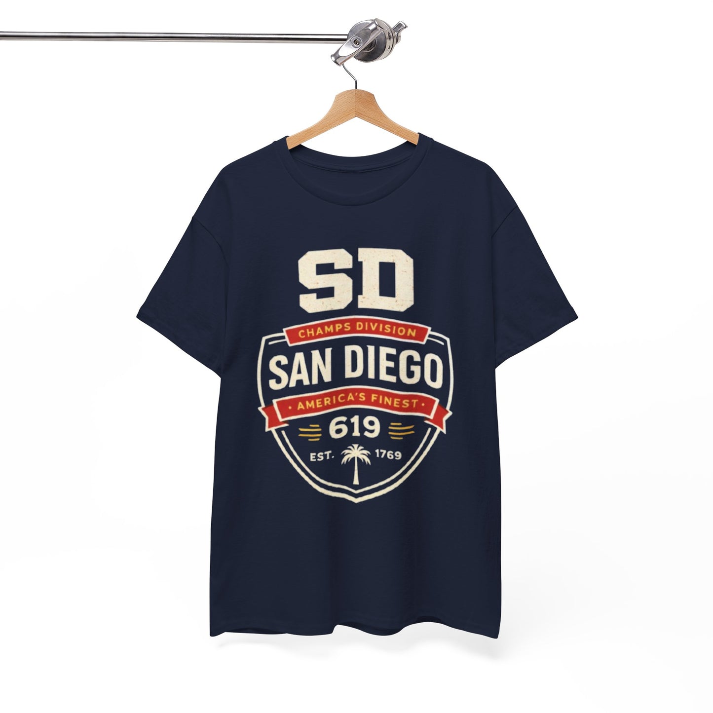 White Smoke San Diego 619 Badge T-Shirt — SD Champs Division Vintage Crest