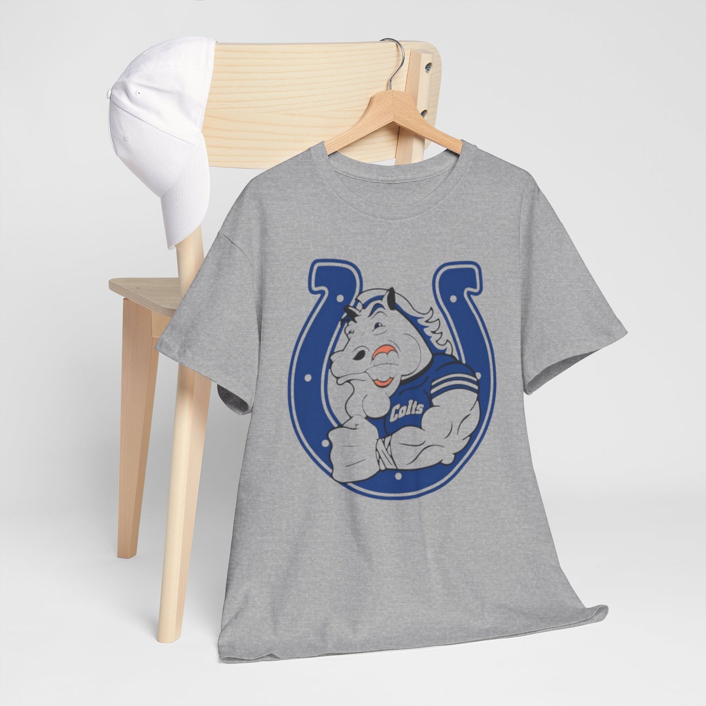 Dark Gray Indianapolis Colts Horse Mascot Horseshoe T-Shirt