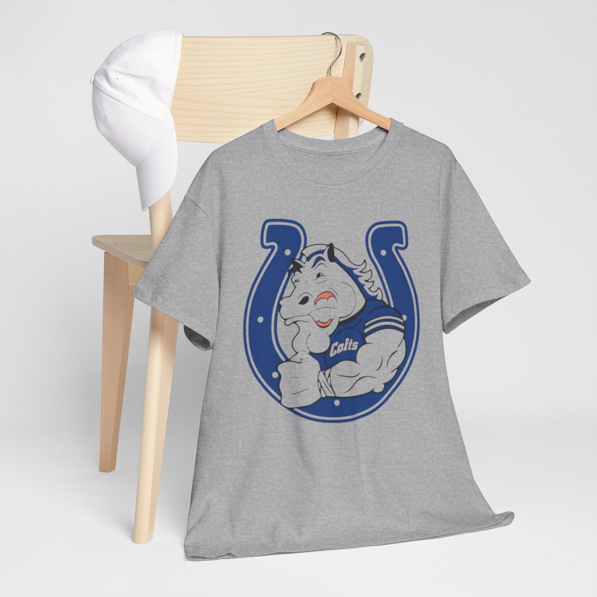Dark Gray Indianapolis Colts Horse Mascot Horseshoe T-Shirt