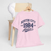 Misty Rose Austin City 1984 Athletics Tee — Vintage Collegiate Graphic T-Shirt