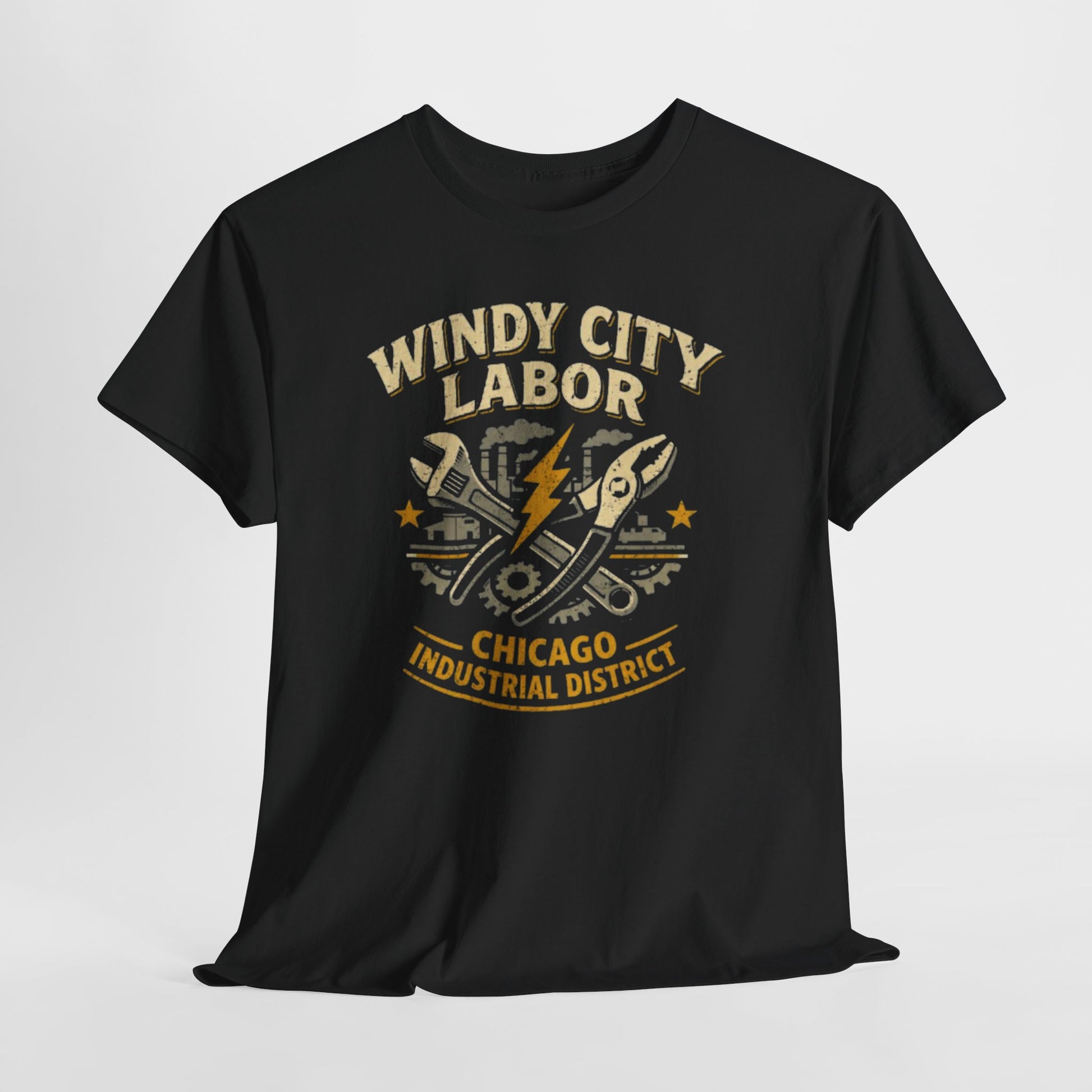 Windy City Labor Chicago Industrial District T-Shirt – Vintage Worker Graphic Tee – breathable comfort wear, football shirt, image 1.0