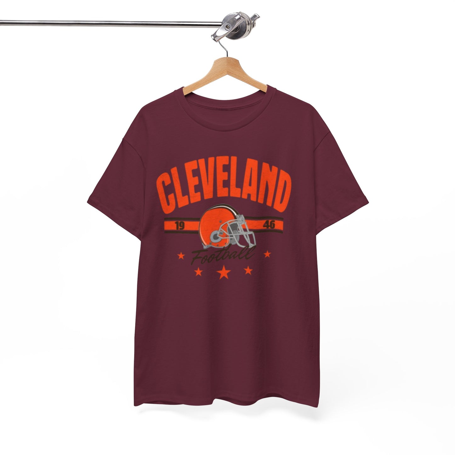 Cleveland Football Tee — Retro Helmet & Stars Fan Shirt