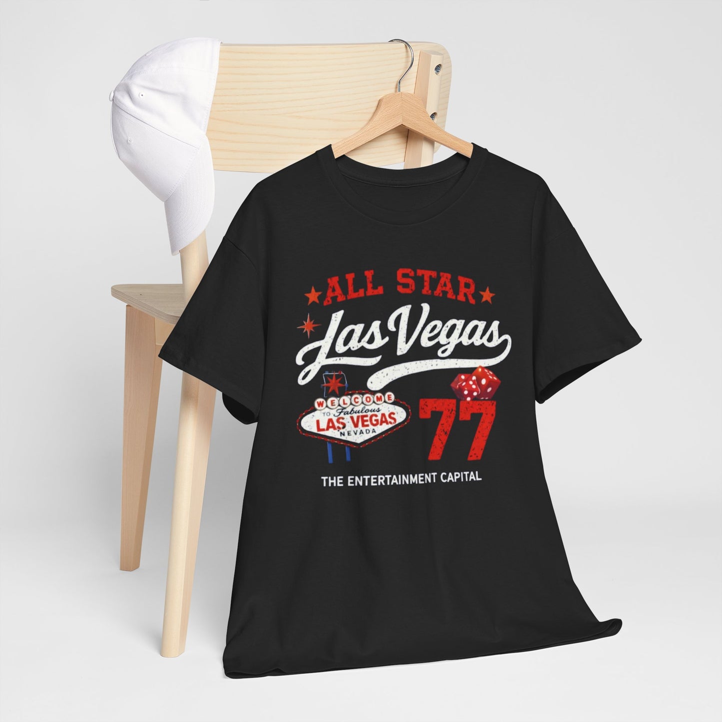 Dark Slate Gray Las Vegas All Star '77 Tee — Retro Casino Graphic T‑Shirt