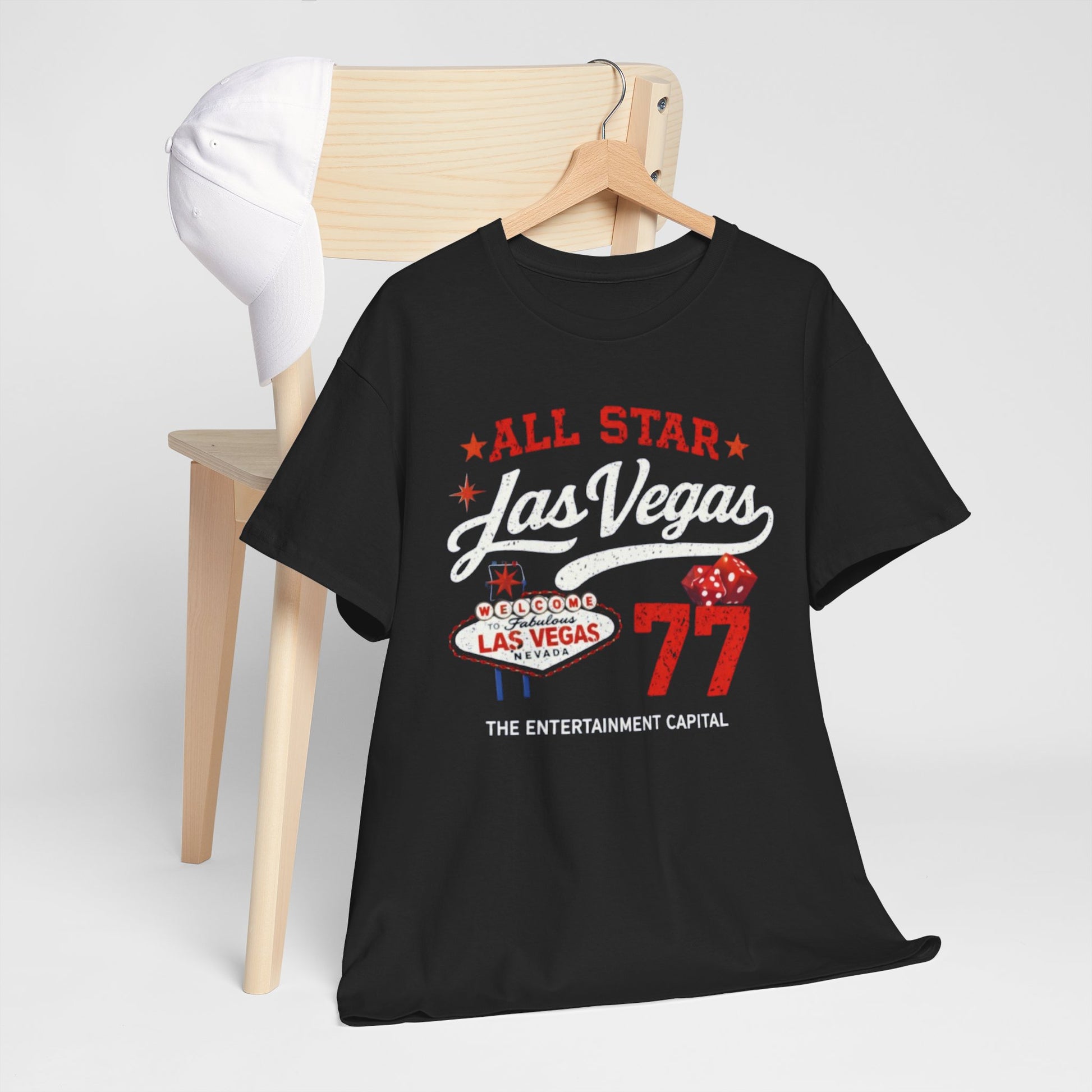 Dark Slate Gray Las Vegas All Star '77 Tee — Retro Casino Graphic T‑Shirt