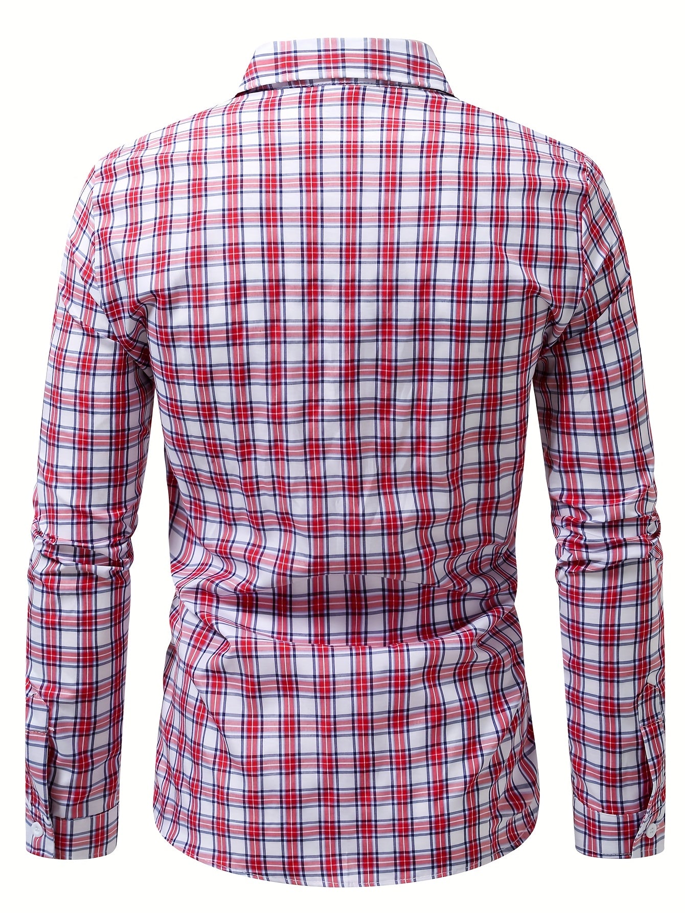 Plaid Casual Turn- Collar Shirt