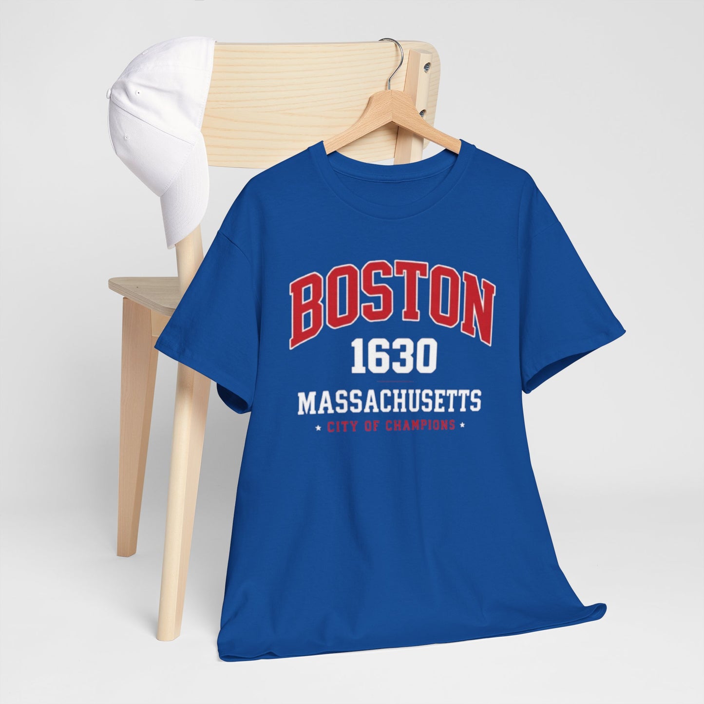 Dark Slate Blue Boston 1630 Massachusetts T‑Shirt — City of Champions Vintage Collegiate Tee