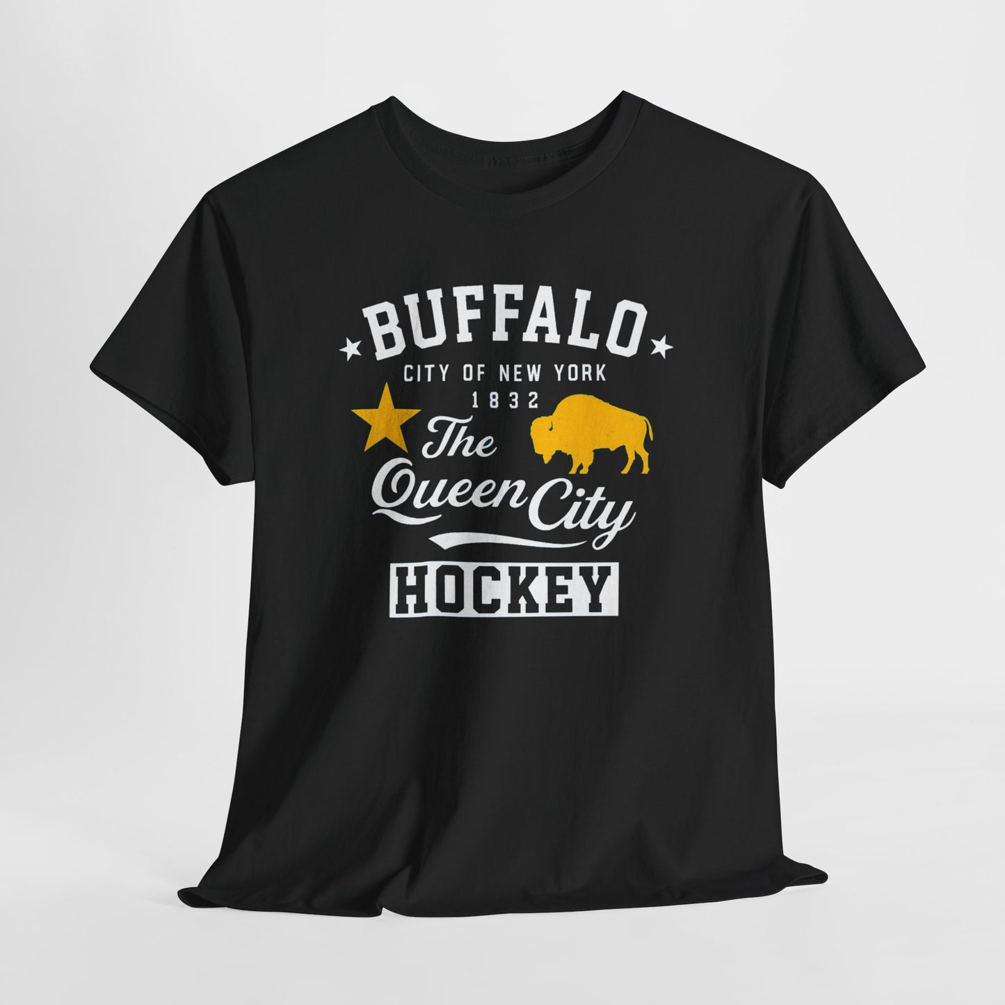 Buffalo City T‑Shirt – Gold Star & Bison Graphic Tee